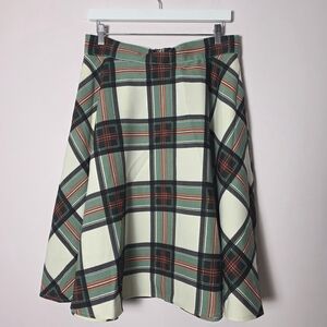 ModCloth Plaid A-Line Midi Skirt Green Preppy Academia Fall Cottagecore